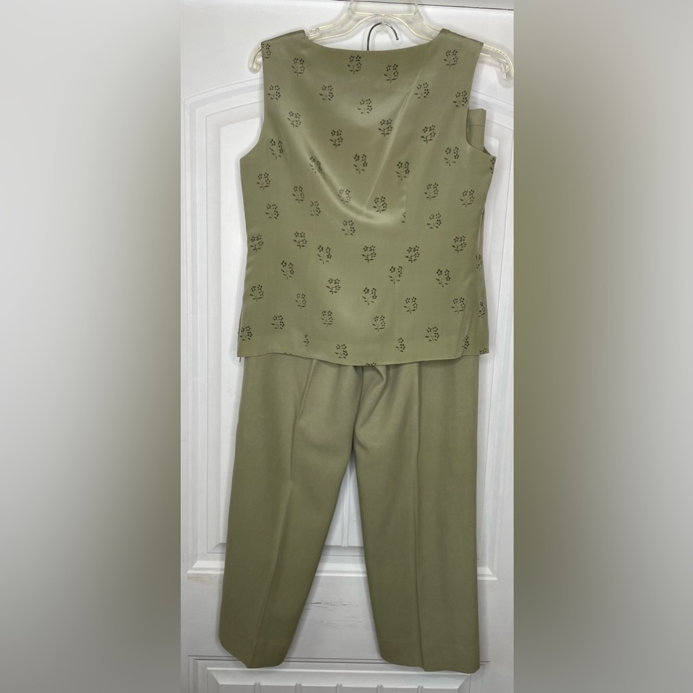 4 Piece Silk Suits Jacket, Dress, Beaded Shell, Pants Sage Green Sz 4,8,6,and 10 - Picture 3 of 14